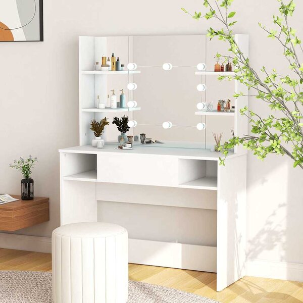 Kosmetický stolek s LED světly 100 x 40 x 135 cm MDF bílý 331538