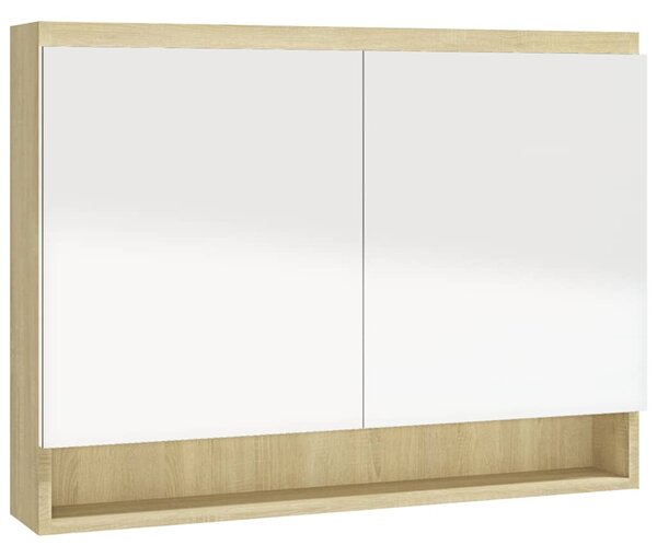 Koupelnová skříňka se zrcadlem 80 x 15 x 60 cm MDF bílá a dub 331537