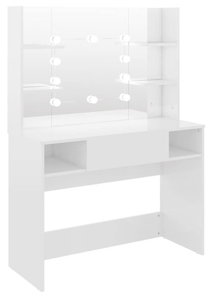 Kosmetický stolek s LED světly 100x40x135 cm MDF zářivě bílý 331539