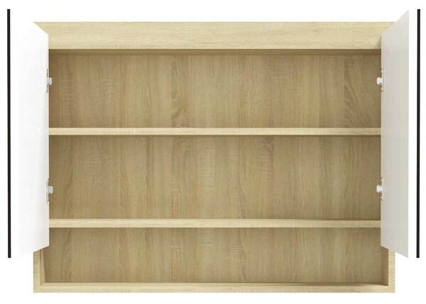 Koupelnová skříňka se zrcadlem 80 x 15 x 60 cm MDF bílá a dub 331537