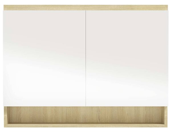 Koupelnová skříňka se zrcadlem 80 x 15 x 60 cm MDF bílá a dub 331537