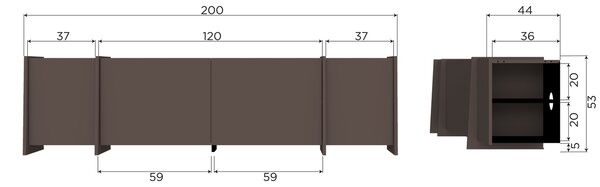 WOOOD Hnědý dřevěný TV stolek Brock 200 x 44 cm
