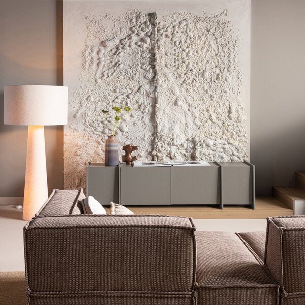 WOOOD Šedý dřevěný TV stolek Brock 200 x 44 cm