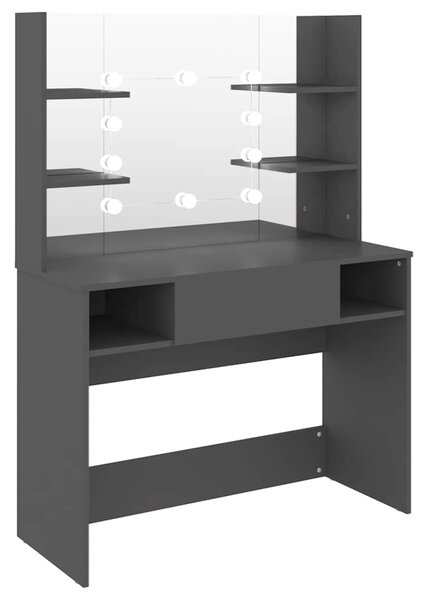 Kosmetický stolek s LED světly 100 x 40 x 135 cm MDF šedý 331542