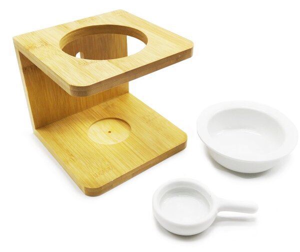 Klasická aromalampa ITEM Modern Life, se dvěma miskami, dřevěný rám, moderní design