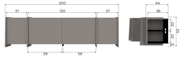 WOOOD Šedý dřevěný TV stolek Brock 200 x 44 cm