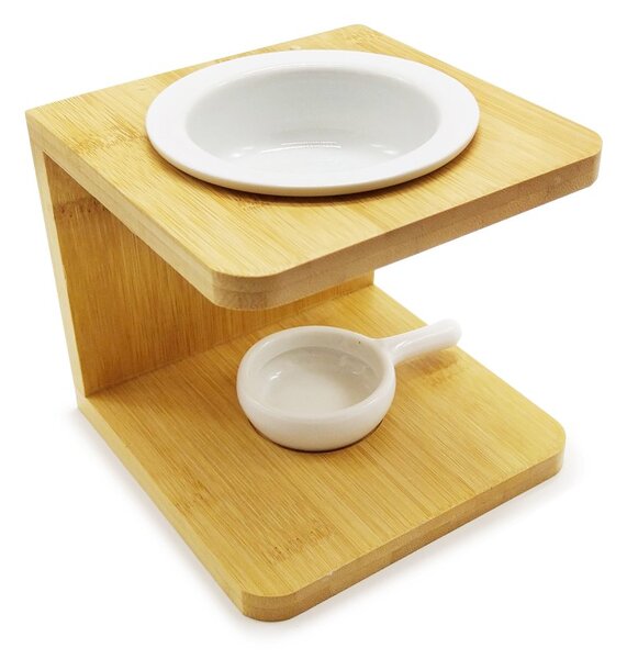 Klasická aromalampa ITEM Modern Life, se dvěma miskami, dřevěný rám, moderní design