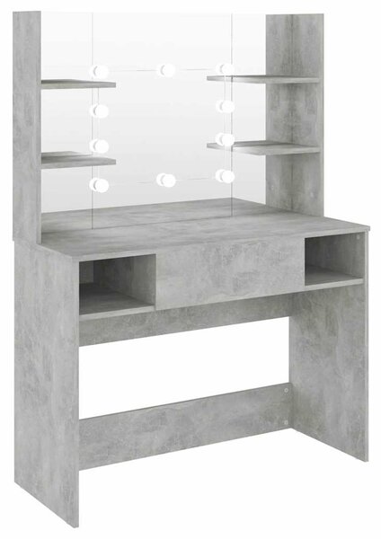 Kosmetický stolek s LED světly 100x40x135 cm MDF betonově šedý 331544