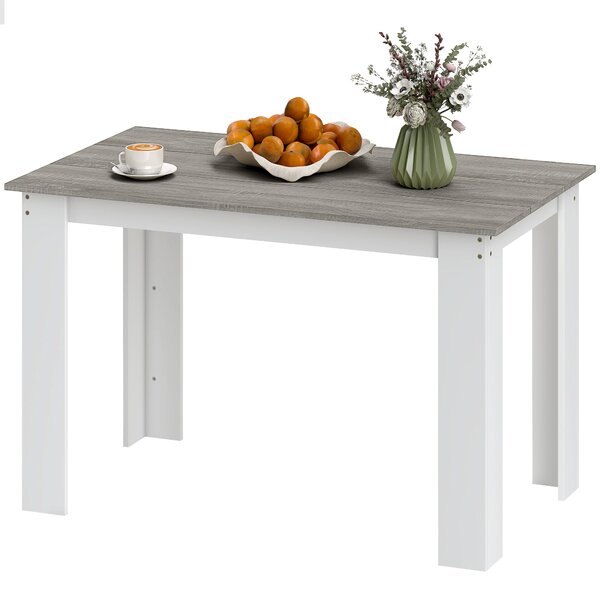 HOMCOM Jídelní stůl pro 4-6 osob, obdélníkový kuchyňský stůl moderní styl, nosnost 50 kg, 120x69x75 cm, šedý a bílý | Aosom