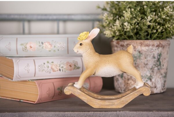 Dekorace zajíček jako houpací koník – 16x5x14 cm