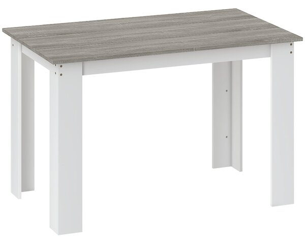 HOMCOM Jídelní stůl pro 4-6 osob, obdélníkový kuchyňský stůl moderní styl, nosnost 50 kg, 120x69x75 cm, šedý a bílý | Aosom