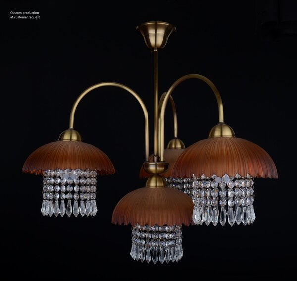 DBK GLASS Designový skleněný lustr "skořápky" se štrasovými řetízky - bezbarvé matné sklo 9400-4-PT-crystal