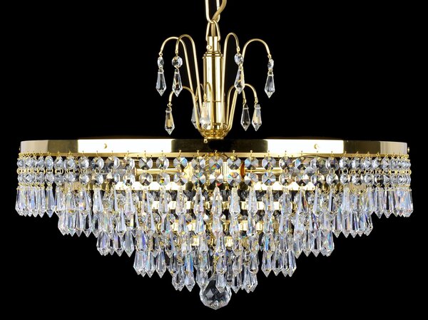 DBK GLASS Křišťálový košový lustr se 6-ti žárovkami a mosaznou korunkou 7150-6-S-CROWN
