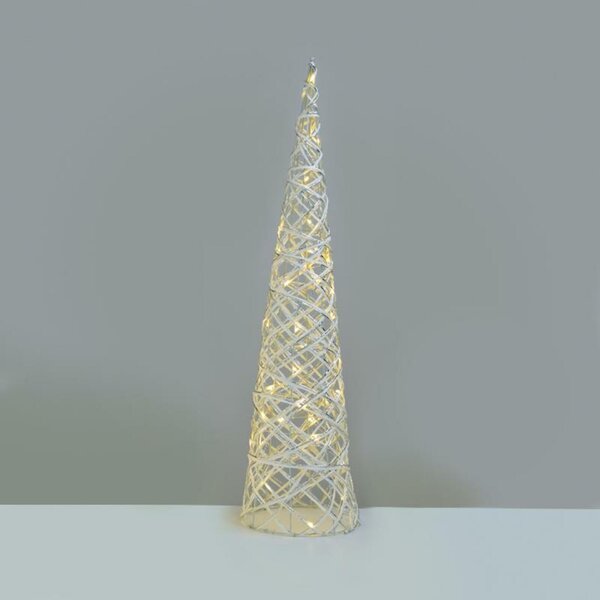 ACA Lighting bílý + stříbrný kuželový strom 40 mini WW LED na baterie 3xAA, IP20 pr.20.5x80cm X11401118
