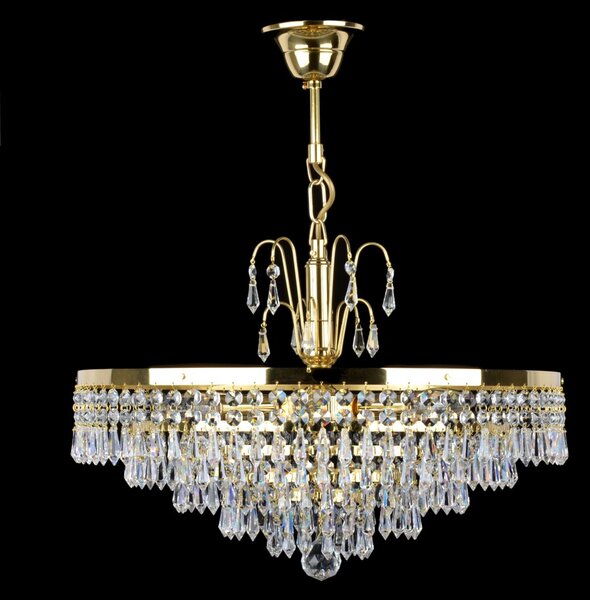 DBK GLASS Křišťálový košový lustr se 6-ti žárovkami a mosaznou korunkou 7150-6-S-CROWN