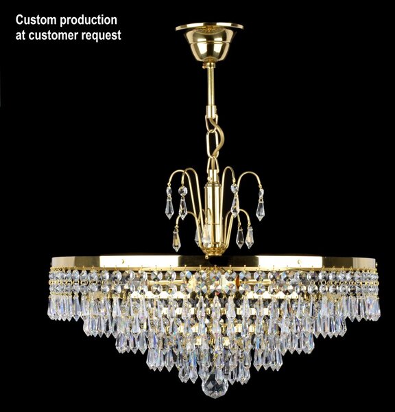 DBK GLASS Křišťálový košový lustr se 6-ti žárovkami a mosaznou korunkou 7150-6-S-CROWN