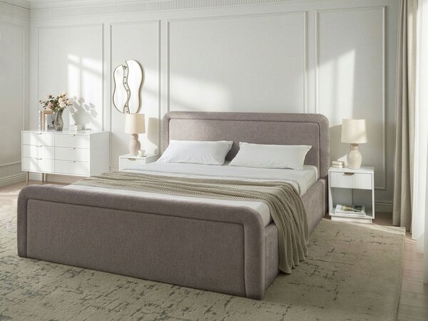Postel s úložným prostorem Tkanina VIVIERS 180 x 200 cm Taupe