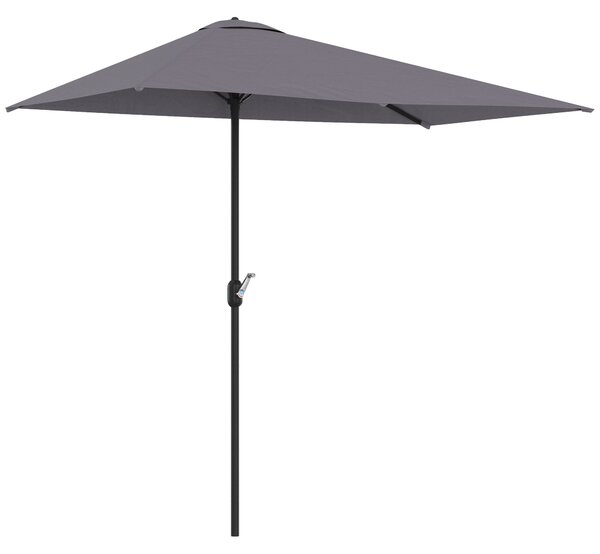 Poloviční slunečník Outsunny obdélníkový 230x130x245 cm s kličkou a UV ochranou 30+, voděodolný slunečník pro balkon, terasu a zahradu, šedý | Aosom