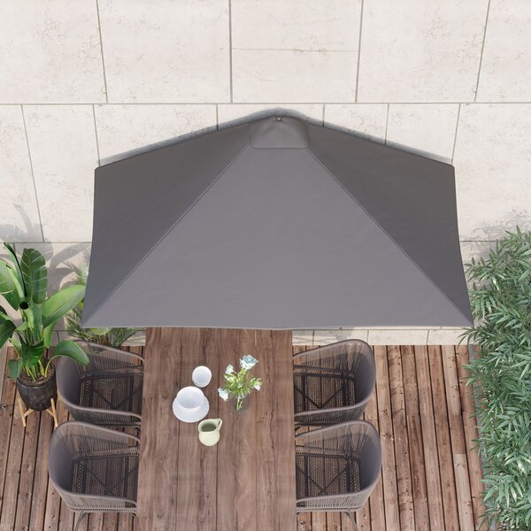 Poloviční slunečník Outsunny obdélníkový 230x130x245 cm s kličkou a UV ochranou 30+, voděodolný slunečník pro balkon, terasu a zahradu, šedý | Aosom