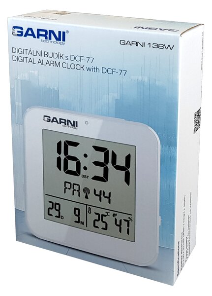 GARNI technology Digitální budík s měřením vnitřní teploty a rel. vlhkosti GARNI 138W
