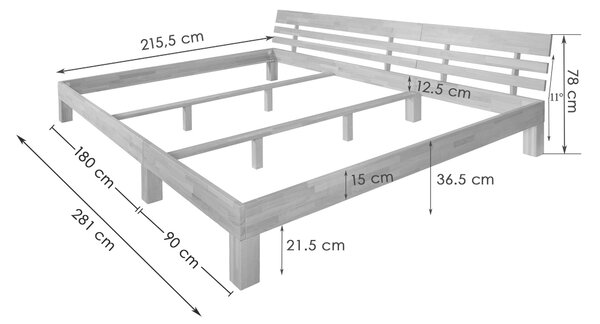 POSTEL PRO CELOU RODINU, 270/200 cm, P & B - Manželské postele, Online Only