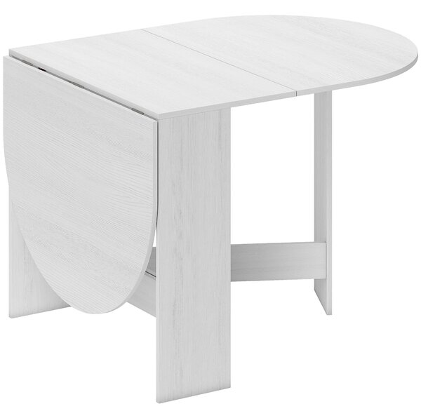 HOMCOM Skládací jídelní stůl oválný kuchyňský stůl s skládacími křídly moderní styl 163x80x75 cm Bílý | Aosom