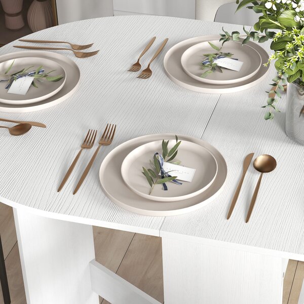HOMCOM Skládací jídelní stůl oválný kuchyňský stůl s skládacími křídly moderní styl 163x80x75 cm Bílý | Aosom