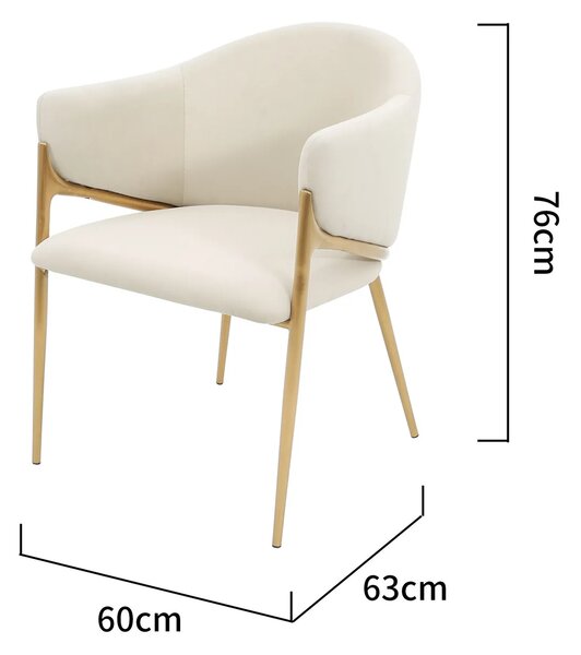 LivinHill Čalouněné jídelní křeslo Modig samet ecru/zlaté