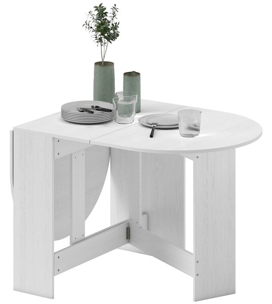 HOMCOM Skládací jídelní stůl oválný kuchyňský stůl s skládacími křídly moderní styl 163x80x75 cm Bílý | Aosom