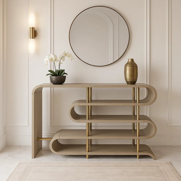 LivinHill Designový konzolový stolek Stilig ST962 122 cm béžový/zlatý