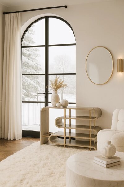 LivinHill Designový konzolový stolek Stilig ST962 122 cm béžový/zlatý