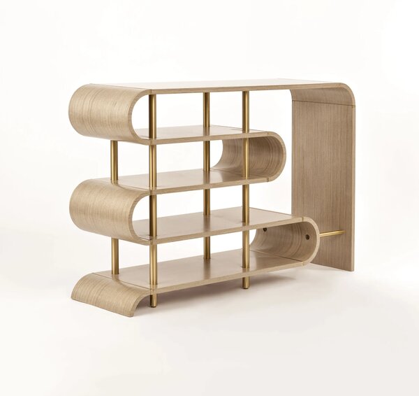 LivinHill Designový konzolový stolek Stilig ST962 122 cm béžový/zlatý