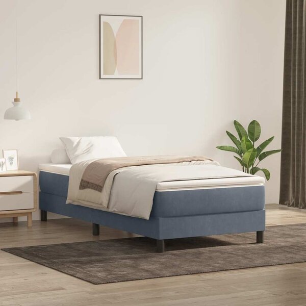 Postel Box Spring bez matrace tmavě šedá 80x210 cm samet 3315802