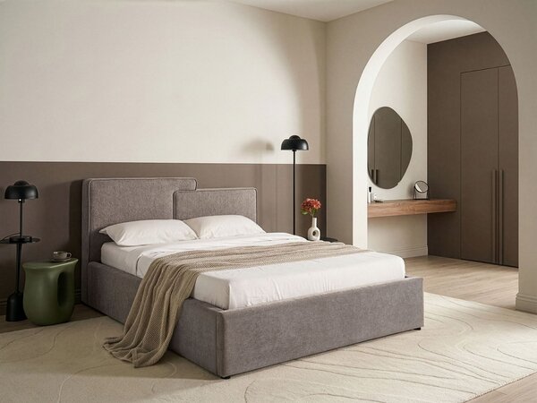 Postel s úložným prostorem LAGARDE Tkanina Taupe 160 x 200 cm