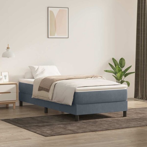 Postel Box Spring bez matrace tmavě šedá 100x210 cm samet 3315814