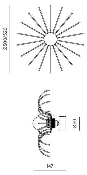 Aromas Spider E27 nástěnné svítidlo ZlatáØ520mm