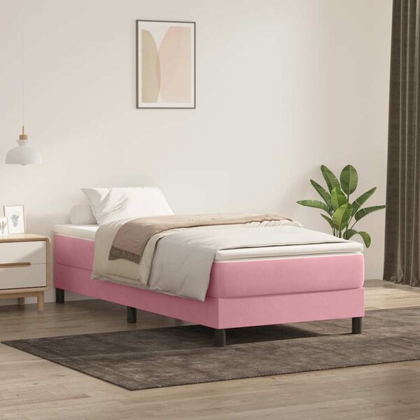 Postel Box Spring bez matrace růžová 100x210 cm samet 3315818