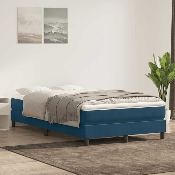 Postel Box Spring bez matrace tmavě modrá 120x210 cm samet 3315823