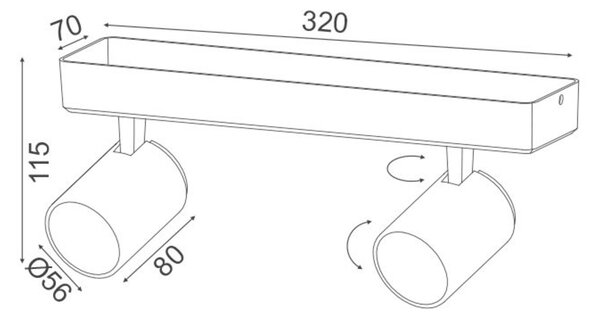 ACA Lighting bodové svítidlo nástěnné 2XGU10 bílá hliník 32X7X12CM DISCO RA312S32WG