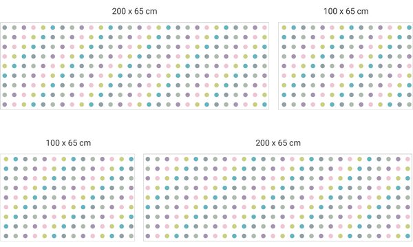 FUGU Pruh za postel - Puntíky barevné - růžová Varianta ochrany zdi: Delší strana postele 200x65 cm
