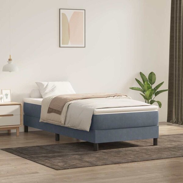 Postel Box Spring bez matrace tmavě šedá 80x220 cm samet 3315850