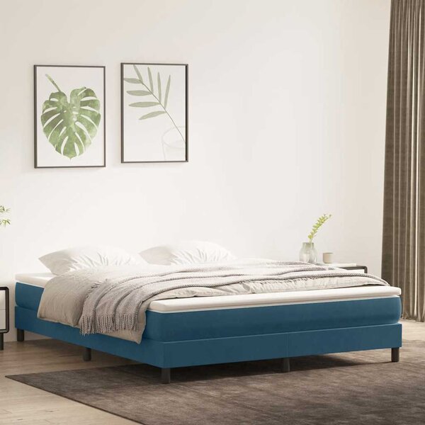 Postel Box Spring bez matrace tmavě modrá 180x210 cm samet 3315841