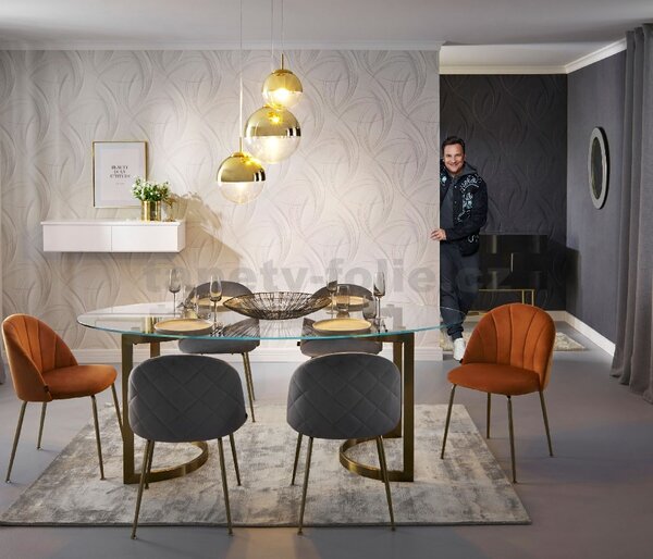 Vliesové tapety na zeď GMK 10218-31, rozměr 10,05 m x 0,53 m, abstrakt světle šedý s odlesky , Erismann