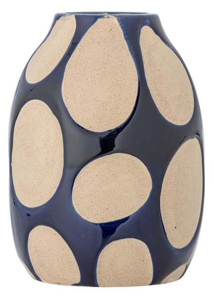 Tmavě modrá/krémová váza z kameniny (výška 20 cm) Bashir – Bloomingville