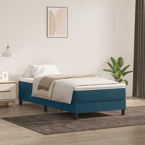 Postel Box Spring bez matrace tmavě modrá 80x220 cm samet 3315853