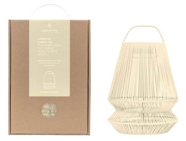 Original Home přenosná solární lampa LED Natural, Ø 20 cm, výška 30 cm, výplet z recyklované síťoviny, béžová (přírodní), 1 intenzita svitu