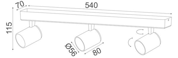 ACA Lighting bodové svítidlo nástěnné 3XGU10 bílá hliník 54X7X12CM DISCO RA313S54WG