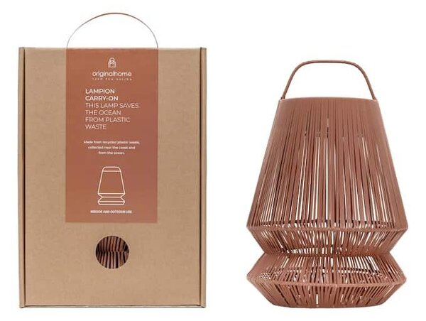Přenosná solární LED lampa Original Home Terakota, Ø 20 cm, výška 30 cm, z recyklované síťoviny, 1 režim svícení