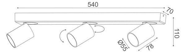 ACA Lighting bodové svítidlo nástěnné 3XGU10 bílá hliník 54X7X11CM ELITIS RA303S54WH