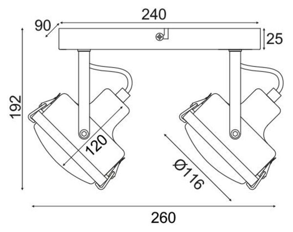 ACA Lighting bodové svítidlo nástěnné 2XGU10 šedá kovová 31X12X19CM MORFEAS AR1722W31G